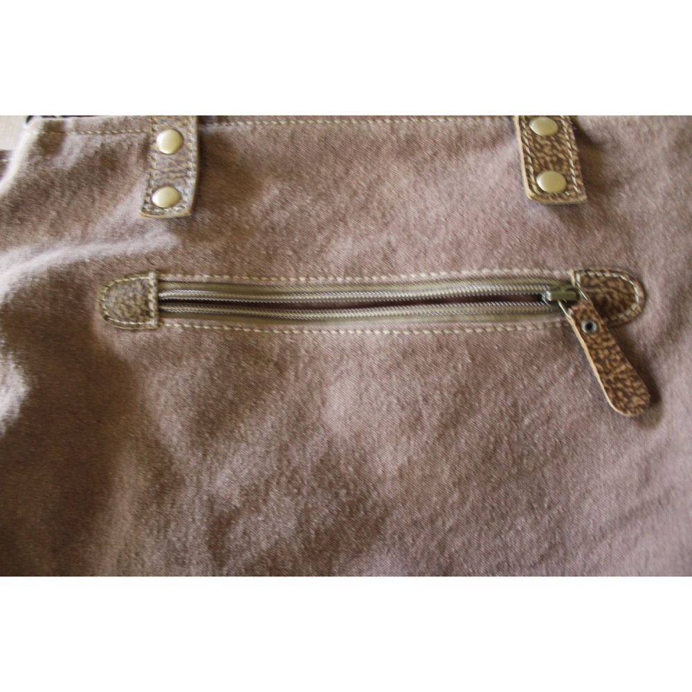 Myra Bag Ace Upcycled Canvas & Cowhide Messenger Bag Preowned - Picture 12 of 13